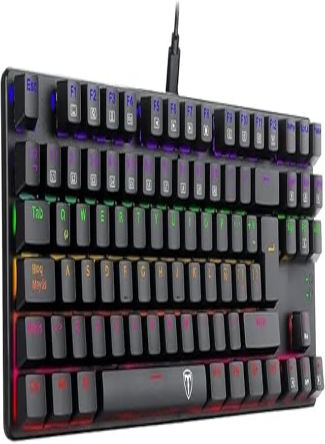 T-DAGGER TGK313 BORA Gaming Mechanical Keyboard - Rainbow LED Lighting -TKL Size 87 Key - AR/EN Key || (T-TGK313) (Red Switch)